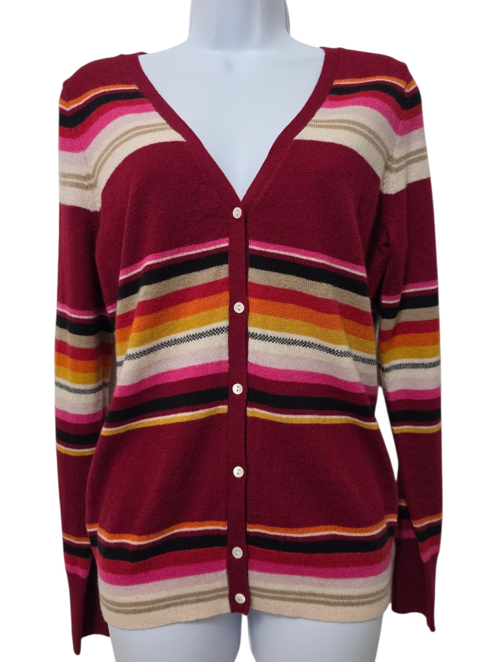 Lucky Brand | Striped Wool Blend Cardigan Sweater Y2K Vintage Autumn Cozy